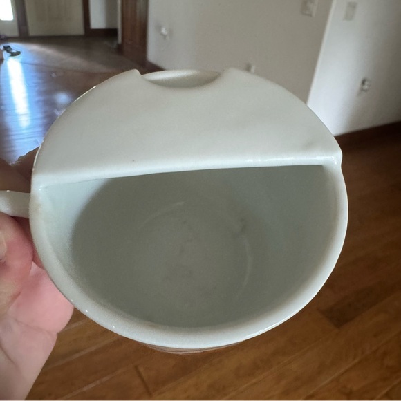 Vintage Decorative Moustache Cup Japanese Design White Orange Black Floral - Picture 2 of 5